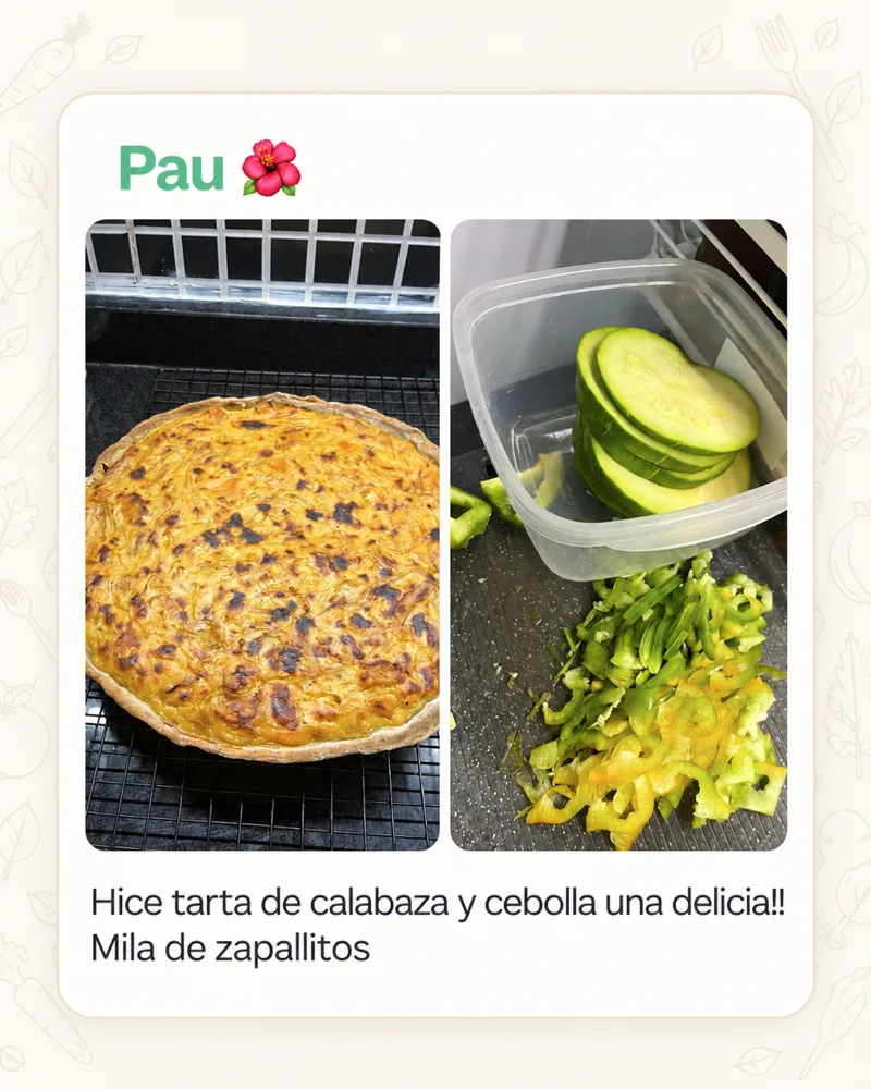Testimonio de Pau: tarta de calabaza y cebolla y milanesas de zapallitos.